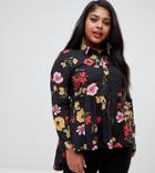 Influence Plus Floral Print Dim Hem Peplum Shirt