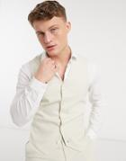Asos Design Wedding Super Skinny Suit Vest In Stone Micro Texture-neutral
