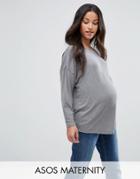 Asos Maternity Oversized T-shirt With Batwing Detail - Gray