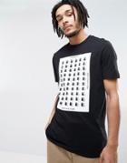 Asos Longline T-shirt With Abstract Print - Black