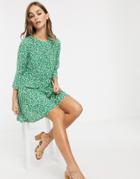 Nobody's Child Tiered Smock Dress In Green Daisy Print