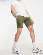 Asos Design Organic Lightweight Skinny Jersey Shorts Khaki Green