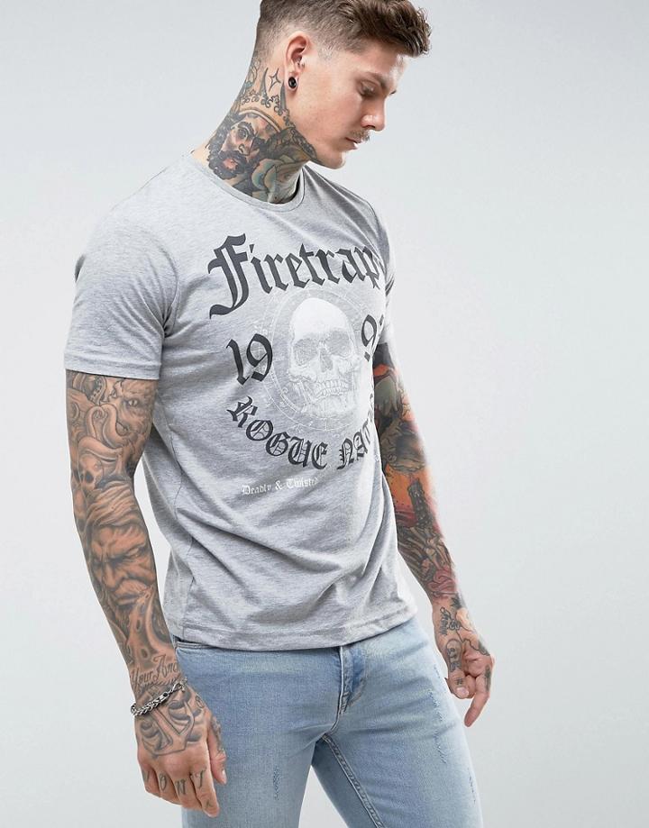 Firetrap Graphic Skull T-shirt - Gray