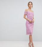 Chi Chi London Tall Lace Bandeau Midi Dress With Sweetheart Neck - Pink