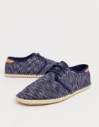 Toms Lace Up Espadrilles In Blue Chambray - Blue