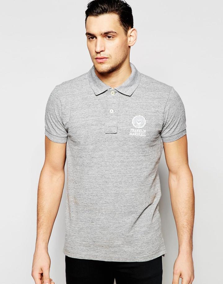 Franklin And Marshall Classic Pique Polo Shirt - Sport Grey Melange
