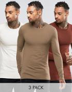 Asos Extreme Muscle Long Sleeve T-shirt With Crew Neck - Multi