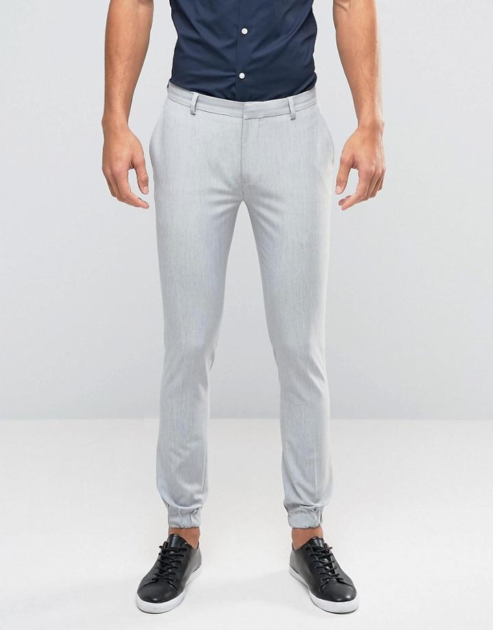 Asos Super Skinny Smart Joggers In Pale Gray - Gray