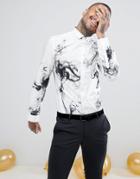 Noose & Monkey Skinny Smoke Print Shirt - White