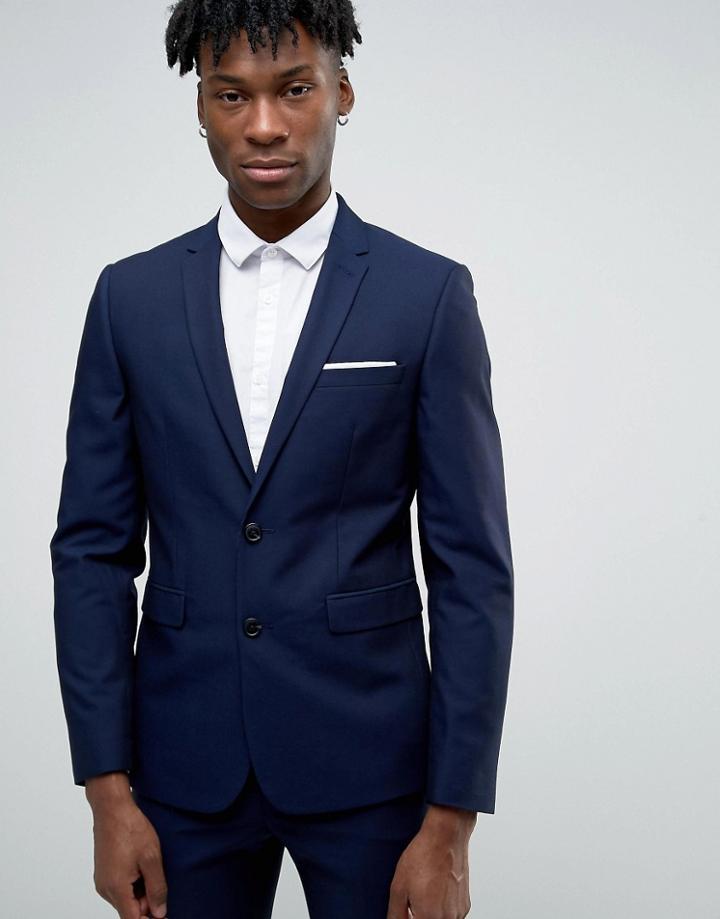 Burton Menswear Skinny Suit Jacket - Navy