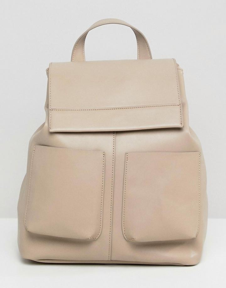 Asos Design Slouchy Backpack With Oversized Pockets - Gray