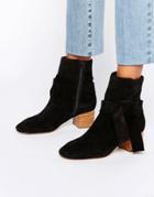 Asos Renzel Suede Bow Ankle Boots - Black