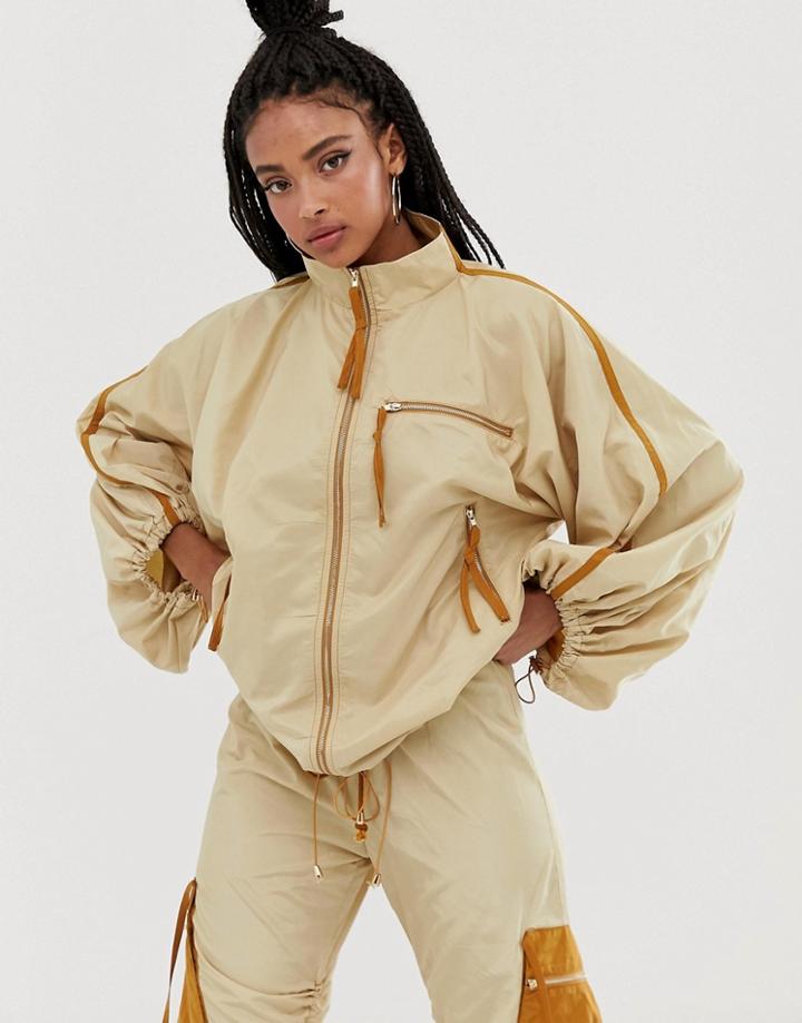 Zya Track Jacket With Drawstring Sleeves Two-piece-beige