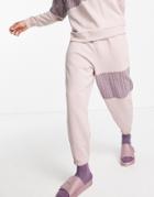 Asos Design Matching Oversized Sweatpants With Numerals Monogram Panel In Dusty Pink