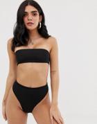 Boohoo Bandeau Bikini Top In Black - Black