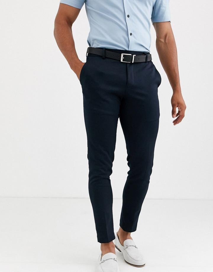 Only & Sons Slim Fit Elastic Waist Smart Pants In Navy