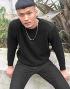 Pull & Bear Ribbed Sweater With Crew Neck In Black
