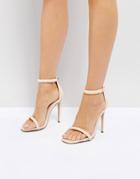 Missguided Barely There Patent Ankle Strap Sandals - Beige
