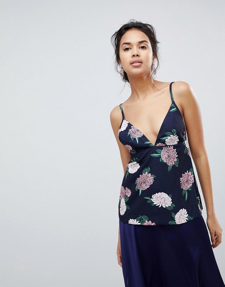 Keepsake Up For Air Floral Print Cami Top - Navy