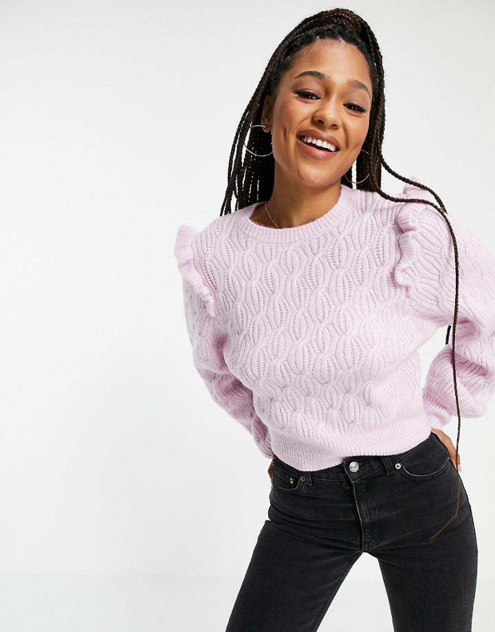 Miss Selfridge Pale Pink Frill Sleeve Sweater - Pink