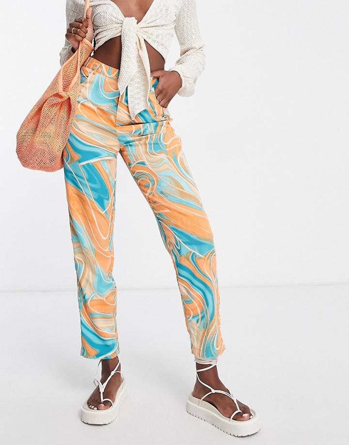 Urban Threads Tailored Pants In Swirl Print-multi
