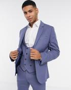 Asos Design Wedding Super Skinny Suit Jacket With Micro Texture In Mid Blue
