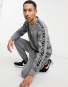 Siksilk Dog Tooth Sweat In Gray Check With Tape Arm Detail-grey