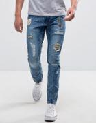 Only & Sons Jeans In Slim Fit With Patches - Blue