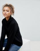 Brave Soul Central Sweater With Loose Roll Neck - Black