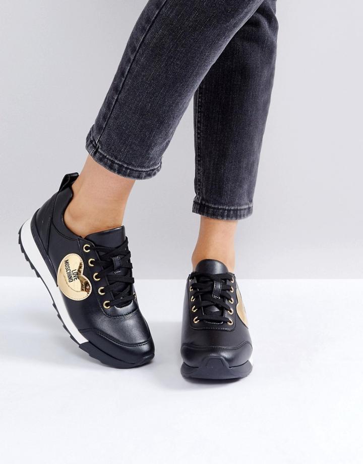 Love Moschino Gold Heart Sneakers - Gold