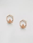 Bill Skinner Rose Gold Plated Hexagon Bee Stud Earrings - Gold