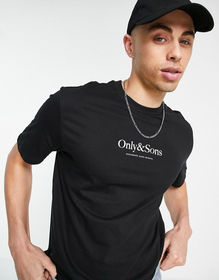 Only & Sons Large Logo T-shirt In Black