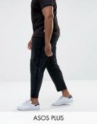 Asos Plus Tapered Pants In Gray Texture With Side Stripe - Gray