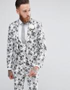 Noose & Monkey Super Skinny Wedding Suit Jacket In Jacqaurd - White