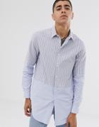 Asos Design Regular Fit Mix/match Stripe Shirt-blue