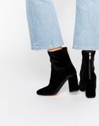 Truffle Unlined Velvet High Ankle Boot - Black