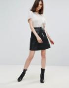 Muubaa Panalla A Line Leather Skirt - Black