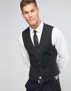 Sisley Slim Fit Waistcoat With All Over Ditsy Triangle Print - Black