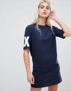 Armani Exchange T-shirt Dress With Shine Logo - Navy
