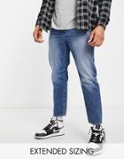 Asos Design Classic Rigid Jean In 'less Thirsty' Mid Wash-blue