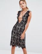 Stylestalker Sleeveless Allover Lace Midi Dress - Black