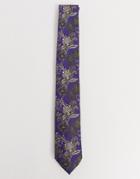 Twisted Tailor Tie With Floral Paisley Jaquard In Purple