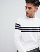 New Look Stripe Crew Neck Sweater In Cream - Cream