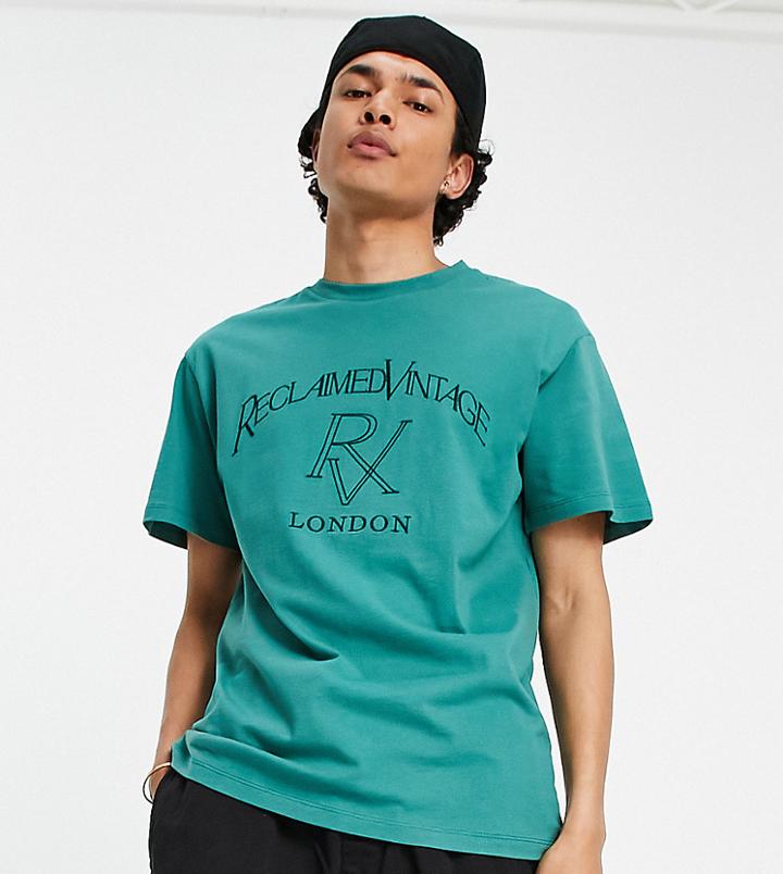 Reclaimed Vintage Inspired Logo T-shirt In Green-white