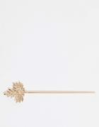 Asos Design Hair Pin With Leaf Detail In Gold - Gold