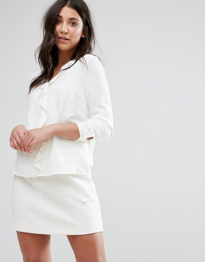 Lavand Ruffle Front Blouse - White