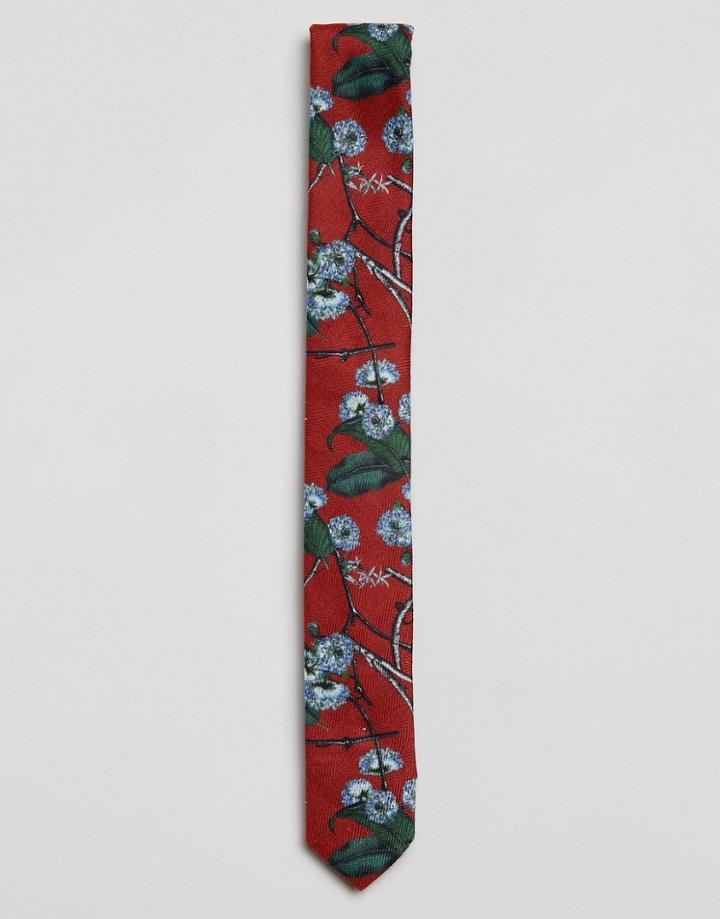Asos Floral Tie In Red - Red