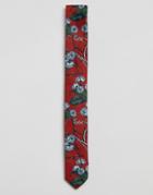 Asos Floral Tie In Red - Red