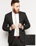 Asos Slim Fit Suit Jacket In Harris Tweed Fabric - Gray