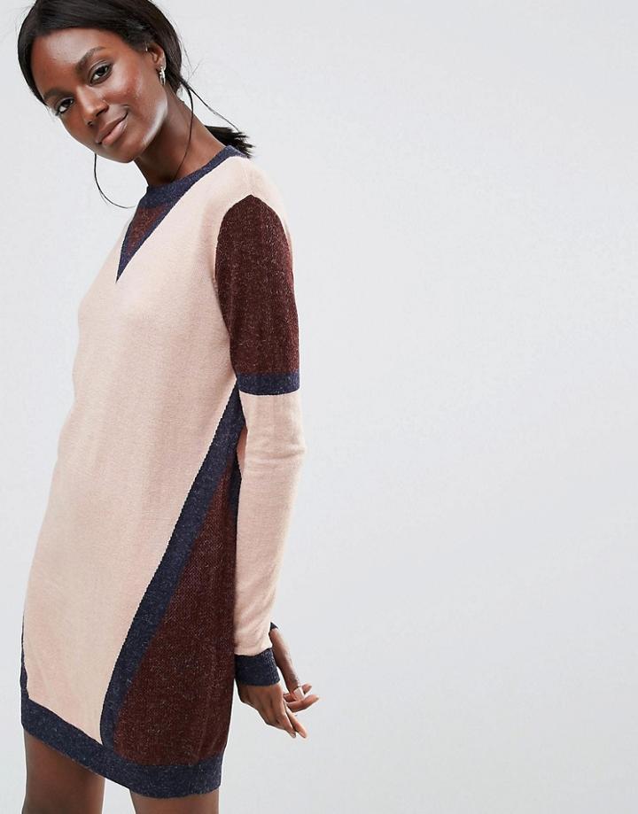 Y.a.s Color Block Knitted Dress - Red